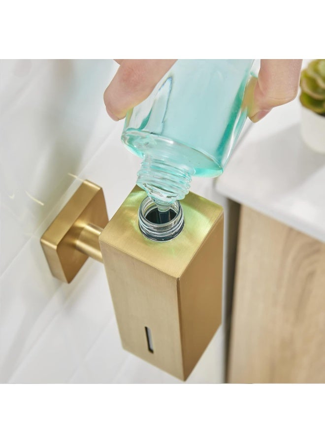 ALMiftah Gold Soap Dispenser 250ml | Wall Mounted Stainless Steel Liquid Soap & Shampoo Dispenser | Square Hand Sanitizer, Shower & Dish Soap Holder - Image 5
